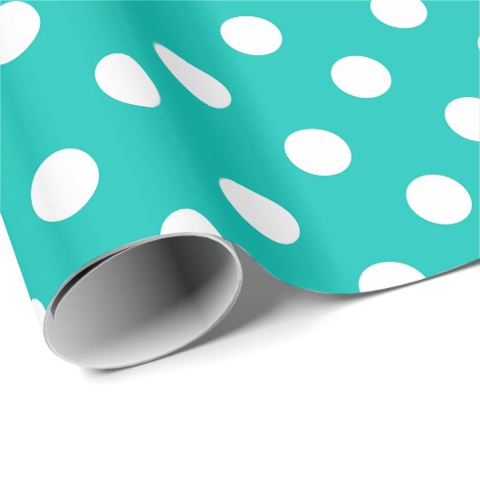 Aquamarines und weißes Polka-Dot-Muster Geschenkpapier (Rolleneckpunkt)