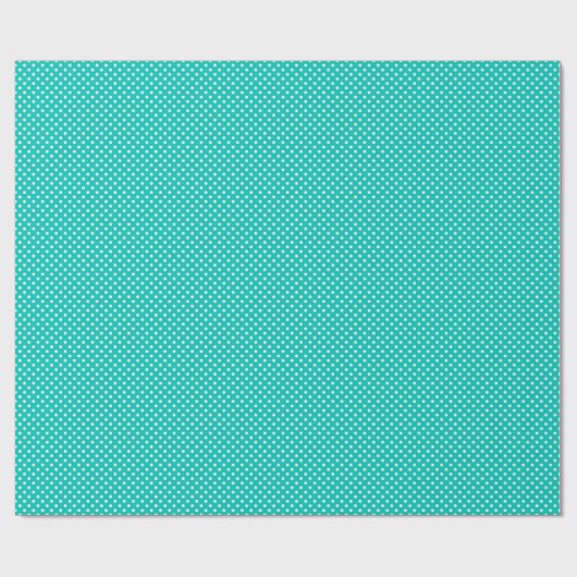 Aquamarines und weißes Polka-Dot-Muster Geschenkpapier (Flach)