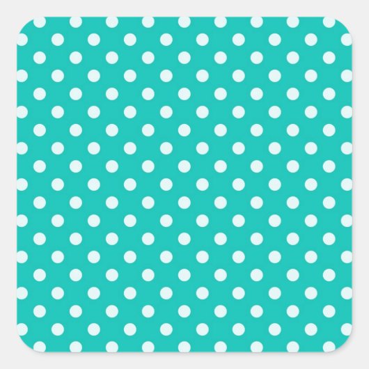 Aquamarines und weißes Polka-Dot-Muster Quadratischer Aufkleber (Vorderseite)
