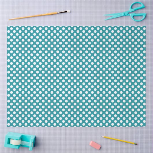 Aquamarines und weißes Polka-Dot-Papier Seidenpapier (Basteln)