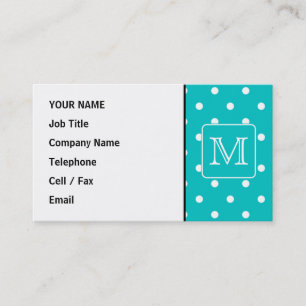 Aquamarines und weißes Polka-Punkt-Muster. Visitenkarte