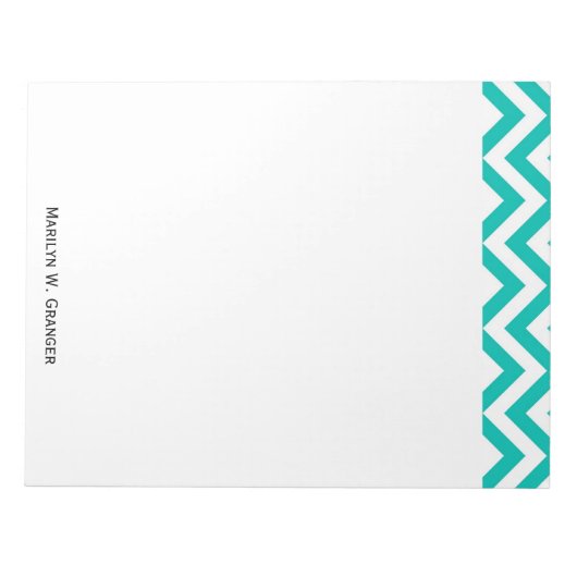 Aquamarines und weißes Zickzack ZigZag-Muster Notizblock (Vorderseite)