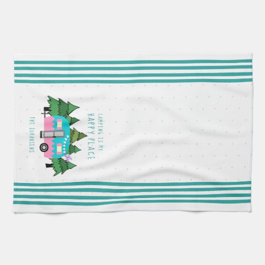 Aquamarines Vintages Camping Tee Geschirrtuch (Horizontal)