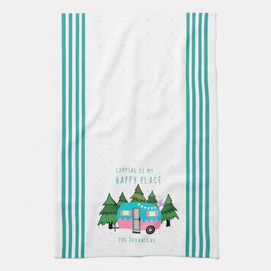 Aquamarines Vintages Camping Tee Geschirrtuch (Vertikal)