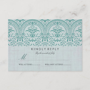 Aquamarines Vintages Damast-Hochzeit UAWG RSVP Karte