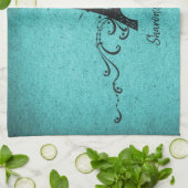 Aquamarines Vintages Französisch Geblüht Küchentuc Geschirrtuch (Gefaltet)