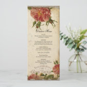 Aquamarines Vintages Menükarte (Stehend Vorderseite)