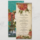 Aquamarines Vintages Menükarte (Vorne/Hinten)