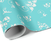 Aquamarines Vintages Retro-Musterpapier Geschenkpapier (Rolleneckpunkt)