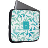 Aquamarines Vogelmuster Laptopschutzhülle (Vorne Rechts)