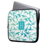 Aquamarines Vogelmuster Laptopschutzhülle (Vorderseite Links)