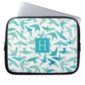 Aquamarines Vogelmuster Laptopschutzhülle (Vorderseite)