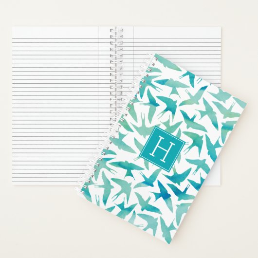 Aquamarines Vogelmuster Notizblock (Innen)