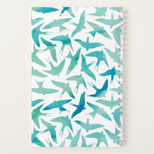 Aquamarines Vogelmuster Notizblock (Rückseite)