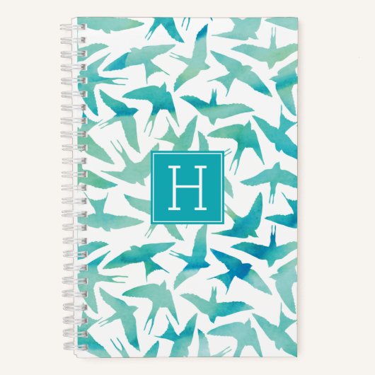 Aquamarines Vogelmuster Notizblock (Vorderseite)
