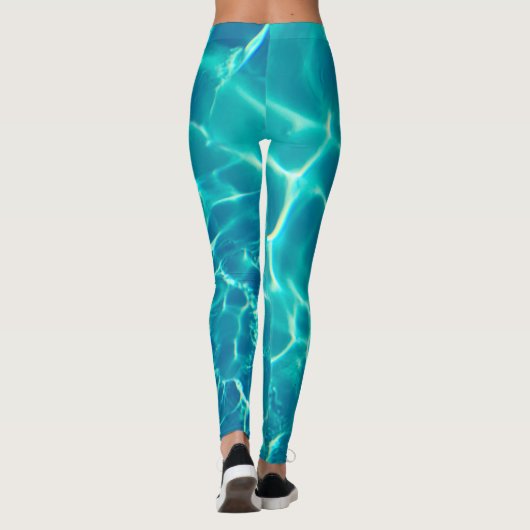 Aquamarines Wasser, für den Text oder den Namen Leggings (Rückseite)