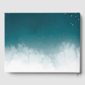 Aquamarines Wasserfarben Goldener Spritzer Quinceñ Gästebuch (Rückseite)