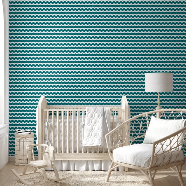 Aquamarines Wavy Ric Rac Strickmuster Tapete (Kinder)