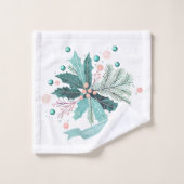 Aquamarines Weihnachts-Holly-Berries-Muster#17 ID1 Badhandtuch Set (Waschlappen)