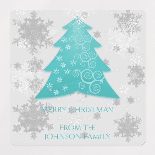 Aquamarines Weihnachtsbaumbacketikett Etiketten (Design 1)
