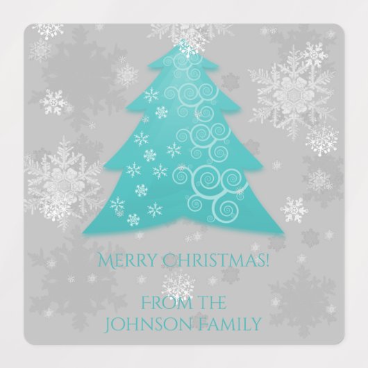 Aquamarines Weihnachtsbaumbacketikett Etiketten (Design 2)