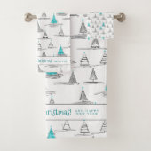 Aquamarines Weihnachtsbaummuster#5 ID1009 Badhandtuch Set (Insitu)