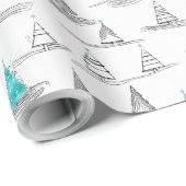 Aquamarines Weihnachtsbaummuster#5 ID1009 Geschenkpapier (Rolleneckpunkt)