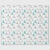 Aquamarines Weihnachtsbaummuster#5 ID1009 Geschenkpapier (Flach)