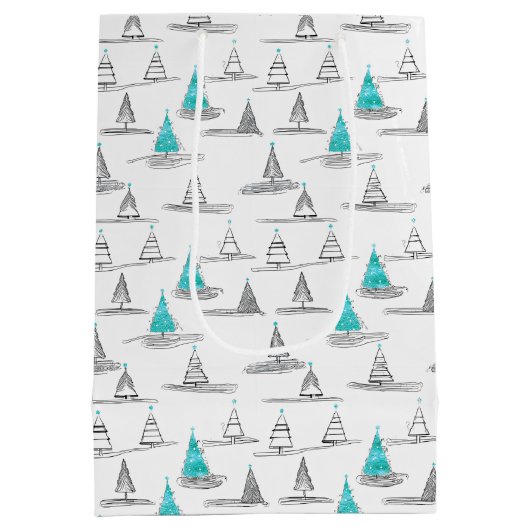 Aquamarines Weihnachtsbaummuster#5 ID1009 Mittlere Geschenktüte (Rückseite)