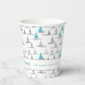 Aquamarines Weihnachtsbaummuster#5 ID1009 Pappbecher (Rückseite)