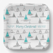 Aquamarines Weihnachtsbaummuster#5 ID1009 Pappteller (Vorderseite)