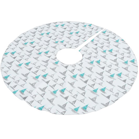 Aquamarines Weihnachtsbaummuster#5 ID1009 Polyester Weihnachtsbaumdecke (Schrägansicht)