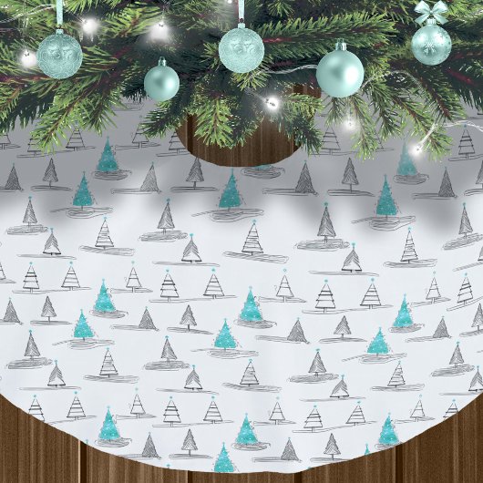 Aquamarines Weihnachtsbaummuster#5 ID1009 Polyester Weihnachtsbaumdecke