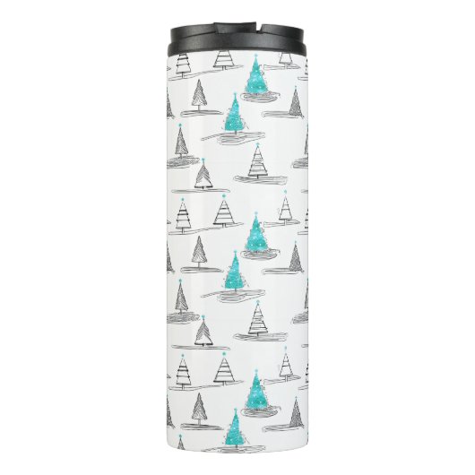 Aquamarines Weihnachtsbaummuster#5 ID1009 Thermosbecher (Rückseite)