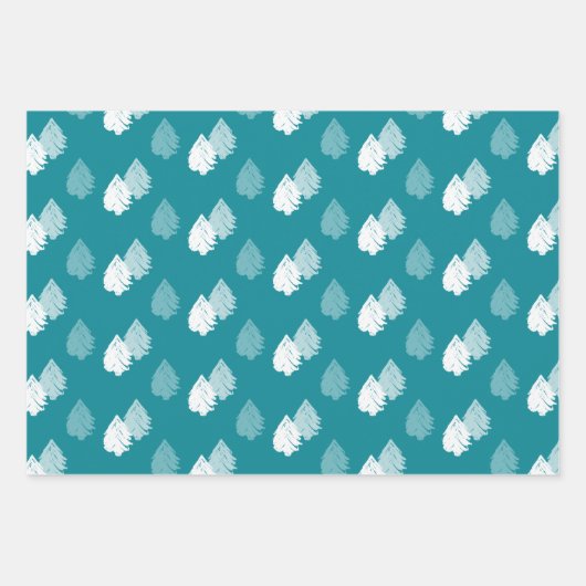 Aquamarines Weihnachtsbaummuster Geschenkpapier Set (Vorderseite 2)