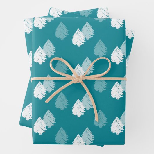 Aquamarines Weihnachtsbaummuster Geschenkpapier Set (Beispiel)