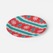 Aquamarines Weihnachtsdesign mit Schneeflocken Pappteller (Schrägansicht)