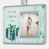 Aquamarines Weihnachtsgeschenk Gerahmte Ornamente Rahmen-Ornament Silber (Links)