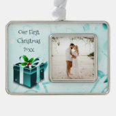 Aquamarines Weihnachtsgeschenk Gerahmte Ornamente Rahmen-Ornament Silber (Vorderseite)