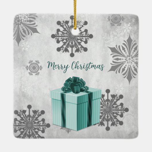 Aquamarines Weihnachtsgeschenk Keramik Keramikornament (Rückseite)