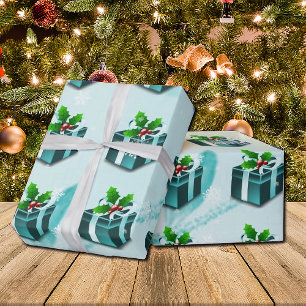 Aquamarines Weihnachtsgeschenkpapier Geschenkpapier