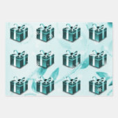 Aquamarines Weihnachtsgeschenkpapier Geschenkpapier Set (Vorderseite 3)