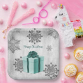 Aquamarines Weihnachtsgeschenkpapier Pappteller (Party)