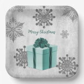 Aquamarines Weihnachtsgeschenkpapier Pappteller (Vorderseite)