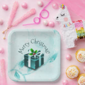 Aquamarines Weihnachtsgeschenkpapier Pappteller (Party)