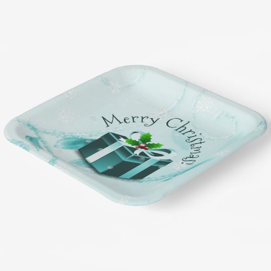 Aquamarines Weihnachtsgeschenkpapier Pappteller (Gewinkelt)