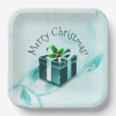 Aquamarines Weihnachtsgeschenkpapier Pappteller (Vorderseite)