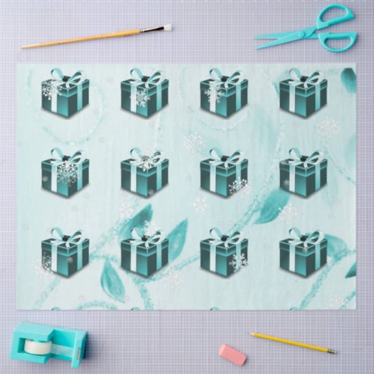Aquamarines Weihnachtsgeschenkpapier Seidenpapier (Basteln)