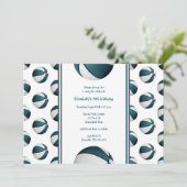 aquamarines Weißbasketballspiel Geburtstagsteam Pa Einladung (Stehend Vorderseite)