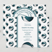 aquamarines Weißbasketballspiel Geburtstagsteam Pa Einladung (Vorne/Hinten)